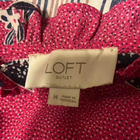 LOFT Pink Patterned Ruffle Blouse - Picture 2 of 3
